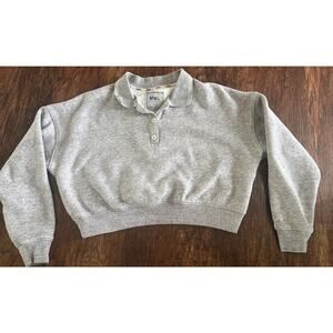 MWL by Madewell Gray Cropped Collared Sweatshirt